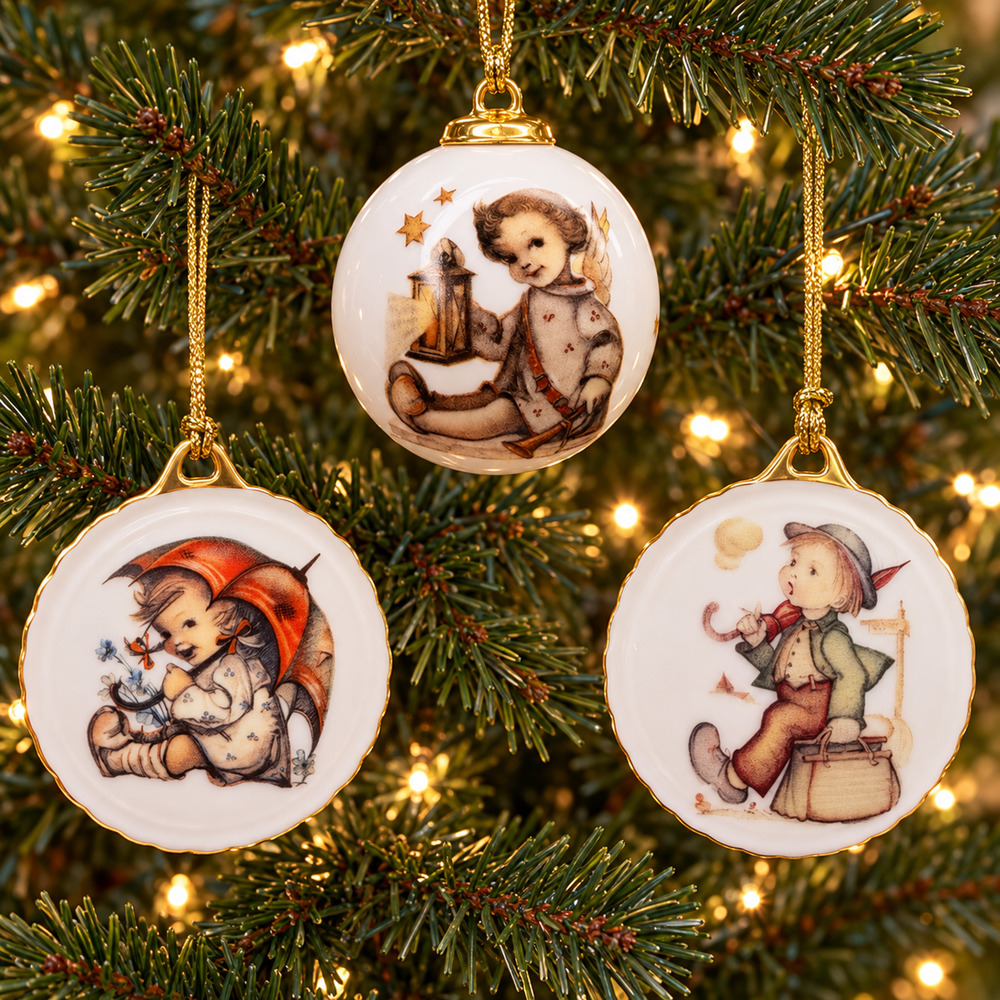 Vintage Hummel Reutter Porzellan Christmas Ornaments Set of 3